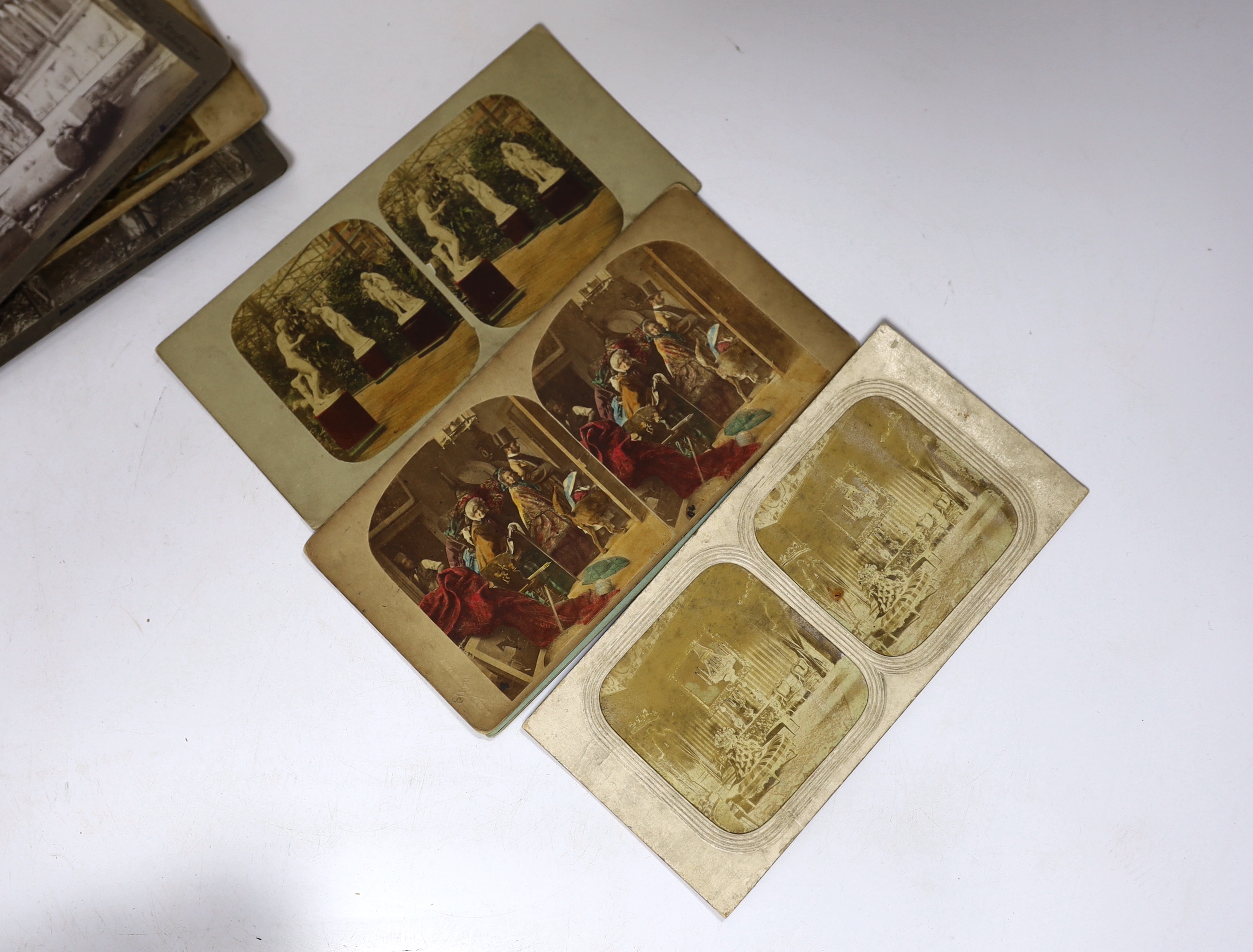Stereoscopic cards from a set by The Edinburgh Stereoscopic Atlas of Anatomy with detailed information above the photographs, together with a small number of additional cards of different subjects